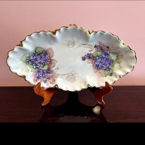 Antique Haviland Limoges Elongated Porcelain Platter with Violets